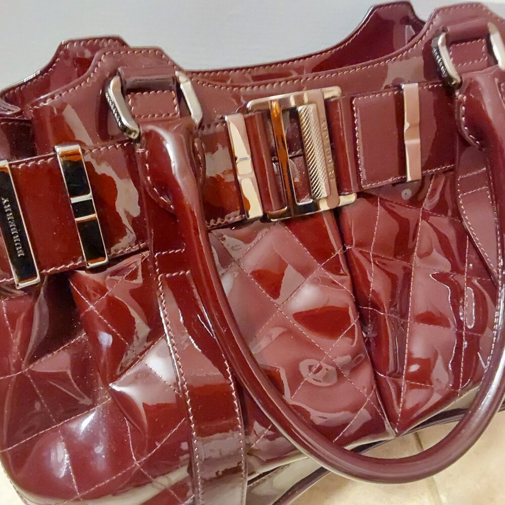 Burberry Brown Patent Leather Quilted Bag